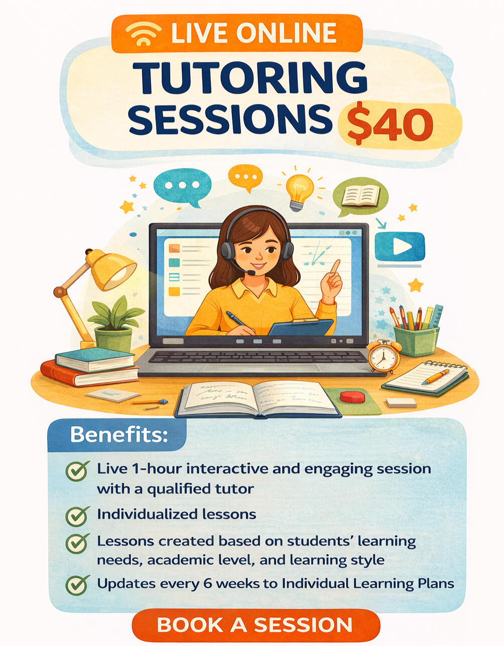 Live Online Tutoring Sessions- $40